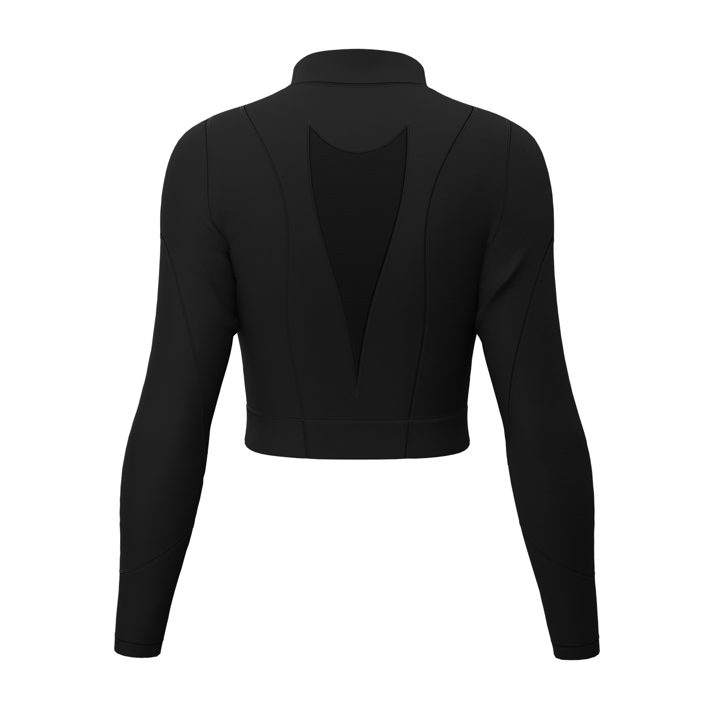 Black Fitted Long-Sleeve Crop Top
